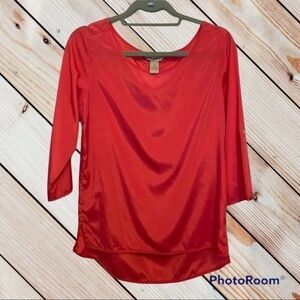 Fun & Flirt Dark Orange 3/4 Sleeve Top Blouse S